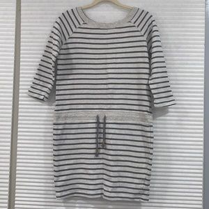 Stripe lounge terry dress  3/4 sleeves drawstring dress by petit beau.